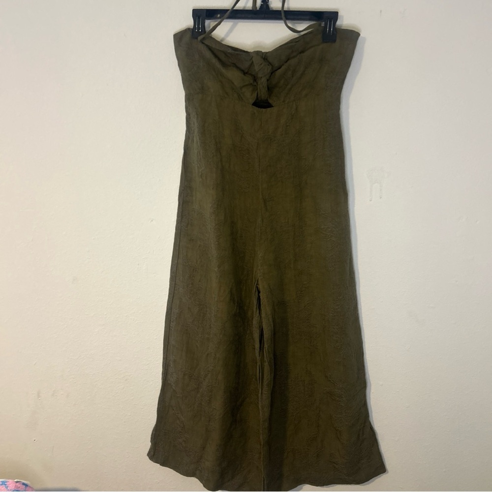 elevenses Olive Halter Tie-Front Jumpsuit - Picture 3 of 16